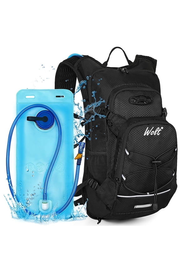 | 18L Hydration Backpack with 2L Water Bladder, Reservoir Insulated Hydropack Bag for Cycling, Black