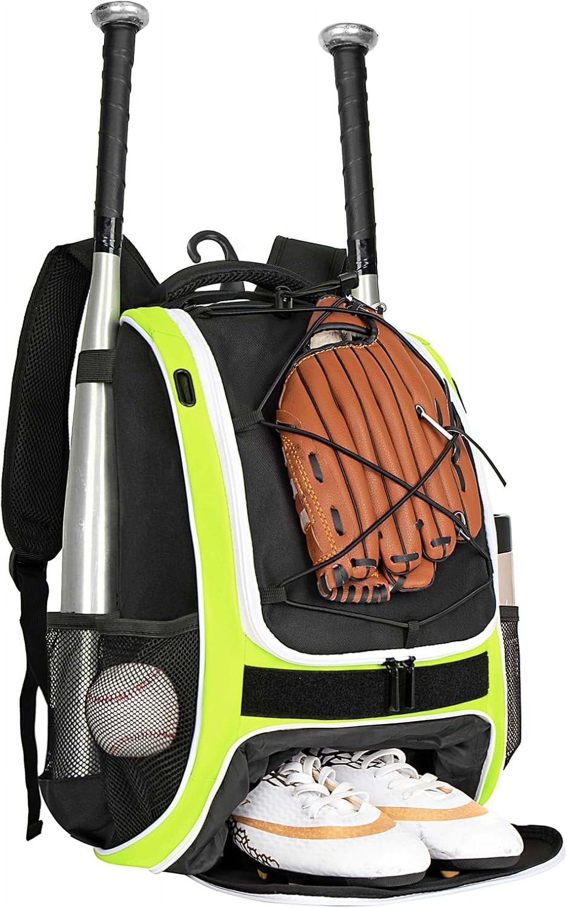 WOLT, Youth Baseball Backpack, 29L, Green, Oxford Fabric, Fence Hook ...