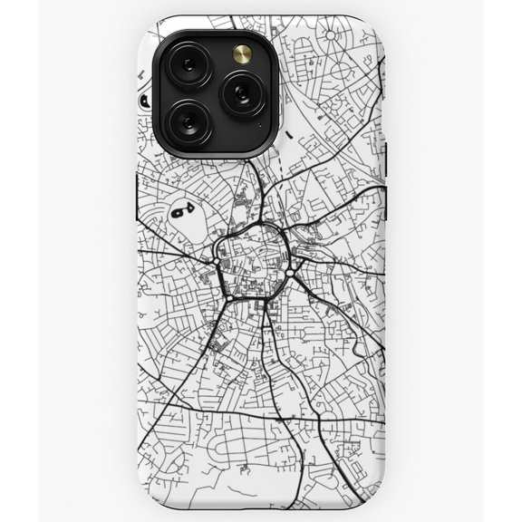 Wolverhampton Streets UK City Road Map Graphic A7064&nbsp;Phone Case for iPhone 11 to 17 Pro Max