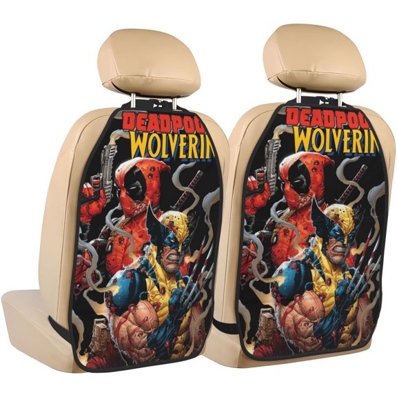 Wolverine Car Back Seat Organizer 2 Pack Anti-Kick Storage Mats with Storage Pockets, Universal Vehicle Seat Kick Protectors from Footprints, Scratches 18.5x26.4 Inches