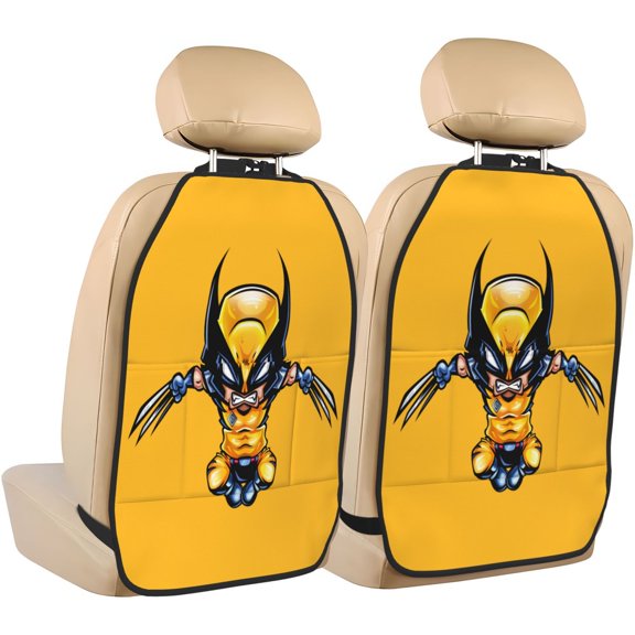 Wolverine Car Back Seat Organizer 2 Pack Anti-Kick Storage Mats with Storage Pockets, Universal Vehicle Seat Kick Protectors from Footprints, Scratches 18.5x26.4 Inches