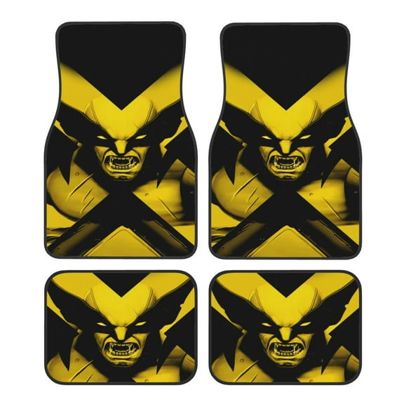 Wolverine Car Floor Mats Set of 4, Anti-Skid Universal Automotive Carpet Front Rear Floor Foot Pads Interior Accessories Decorative for Vehicle Car Truck SUV Van