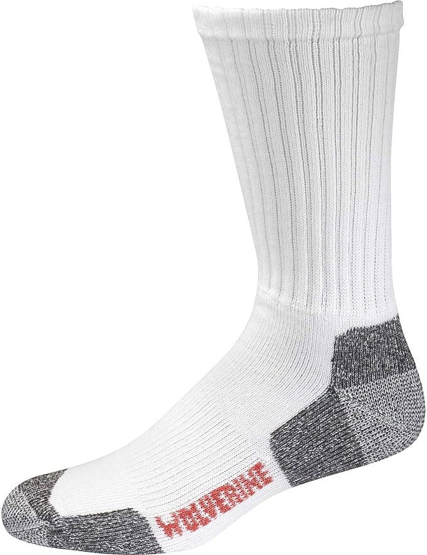 Wolverine Comfort Dry Acrylic Safety Toe Crew Socks, 2 Pair, White, Sock Size L, Fits Men's Shoe
