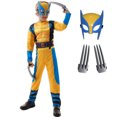 thumbnail image 1 of Wolverine Custom Boys Hero Yellow Bodysuit Halloween Cosplay Spandex Jumpsuit with Mask, 1 of 7