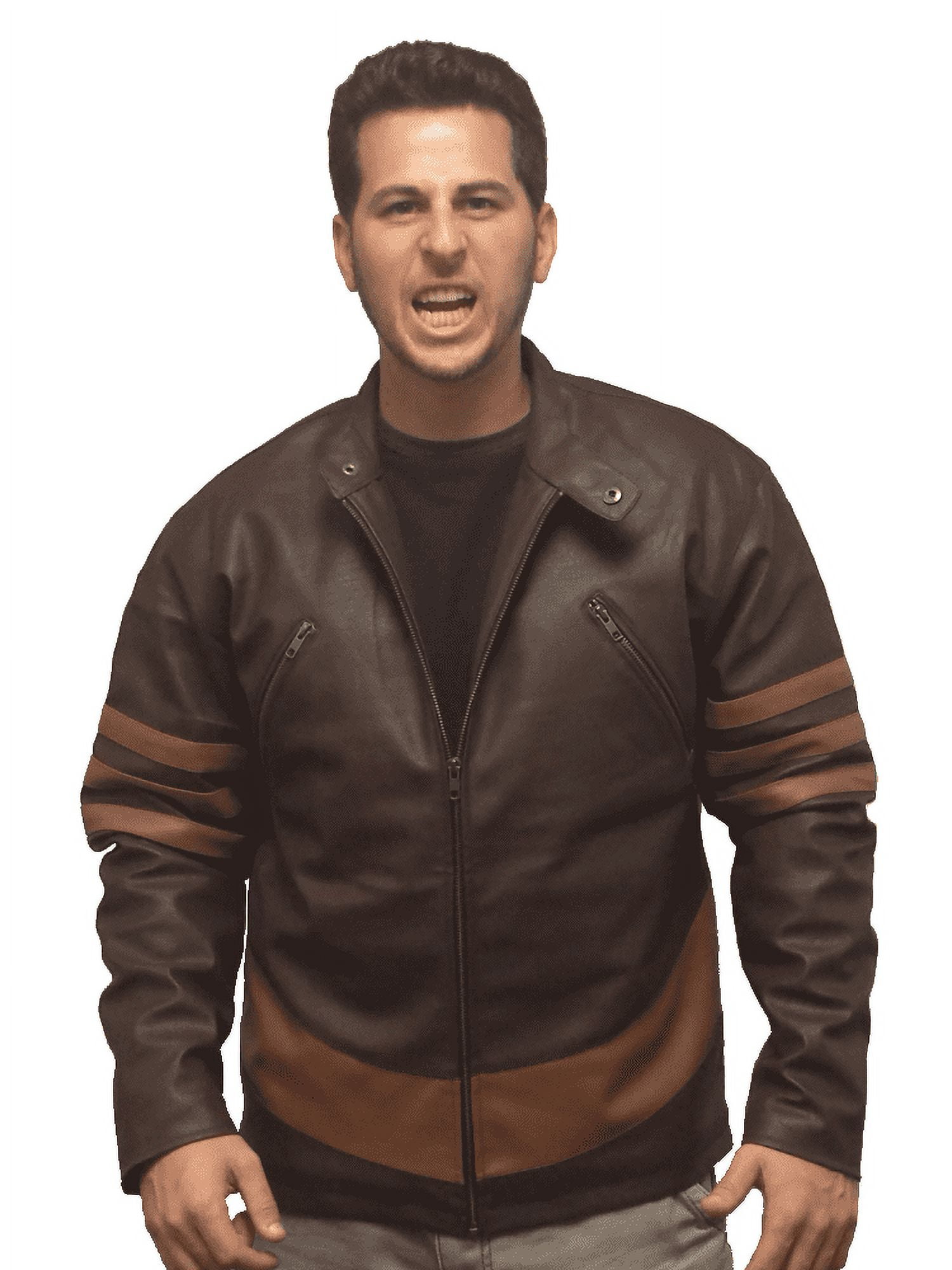 Brown Leather Jacket X-men Origins Logan Wolverine India Motorcycle Jacket