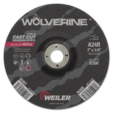 Wolverine Grinding Wheels, 7 In Dia, 1/4 In Thick, 7/8 In Arbor, 24 Grit, R | Bundle of 2 Each