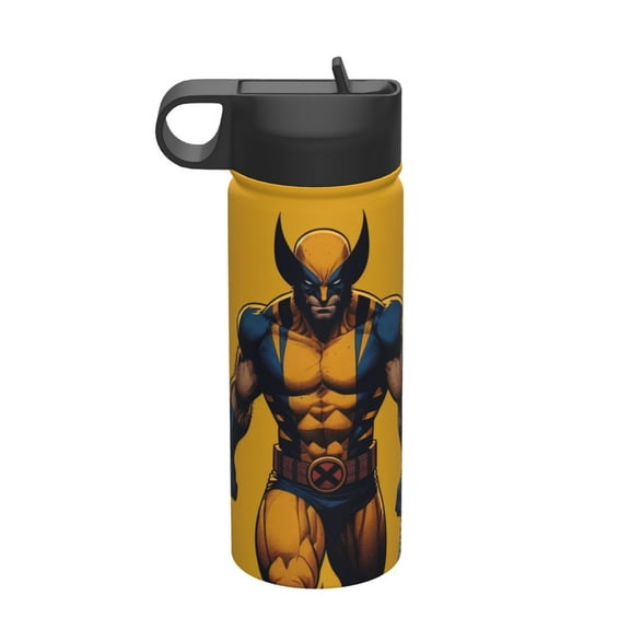 Wolverine Insulated Water Bottle, 18oz Vacuum Stainless Steel Sports Kettle With Straw Lid, Leakproof Drinking Thermos Cup For Outdoor Gym Travel