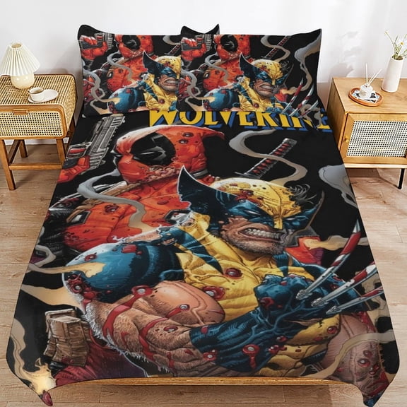 Wolverine Kids 3 Piece Bedding Set, Super Soft Printed Comforter Cover Sets with 1 Duvet Cover and 2 Pillowcase, Bedroom Decor Gifts for Boys Girls Teens Adult 86"x70"