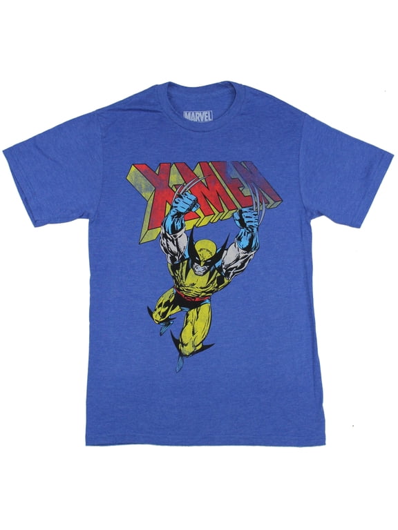 Wolverine (Mad Engine) Mens T-Shirt - Diving Logan Under X-Men Logo (Small)
