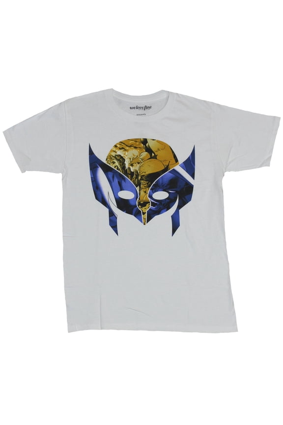Wolverine (Marvel Comics) Mens T-Shirt - Mask Image Filled With Comic Panels (Small)