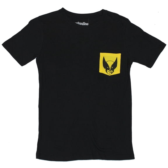 Wolverine (Marvel Comics) Mens T-Shirt - Yellow Face Pocket Image (Small)