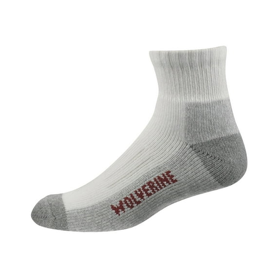 Wolverine Men's 100 Quarter Fit Work Socks 2 Pack White One Size