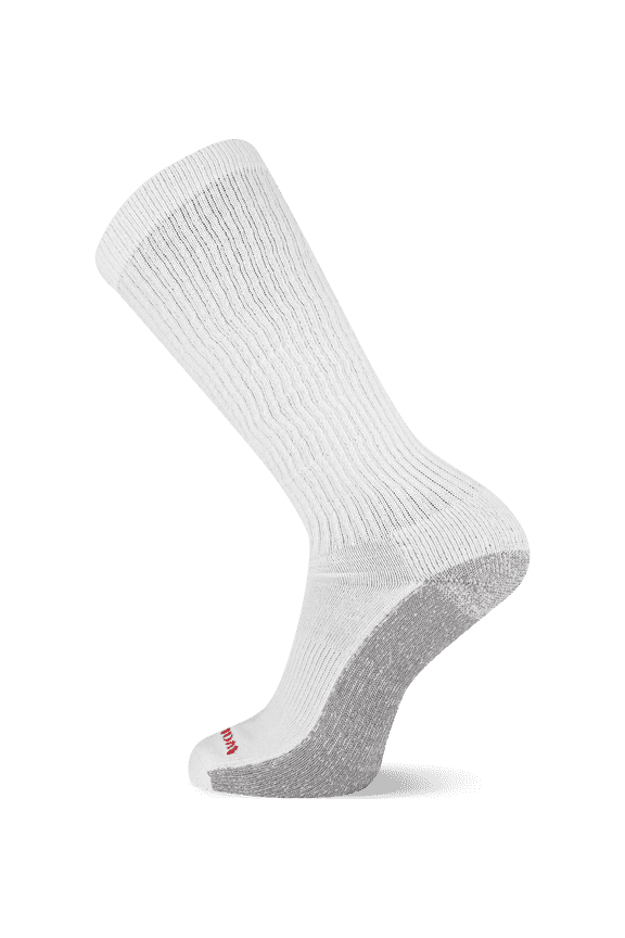 Men's Work Cotton Comfort Over The Calf Sock, 6 Pair Pack, White, Breathable Arch Support