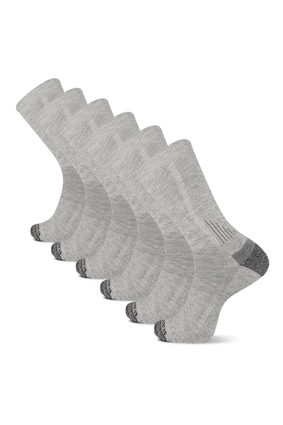 Men's Performance Cushioned Work Crew Socks - 6 Pairs - Breathable Mesh & Moisture Wicking