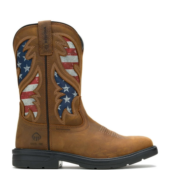 Wolverine Men's Rancher Pull-On American Flag Steel-Toe Wellington Work Boots