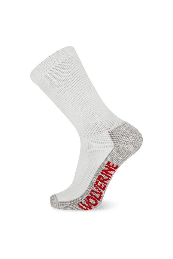 Men's Steel Toe Cotton Crew 2 Pair Pack, White,