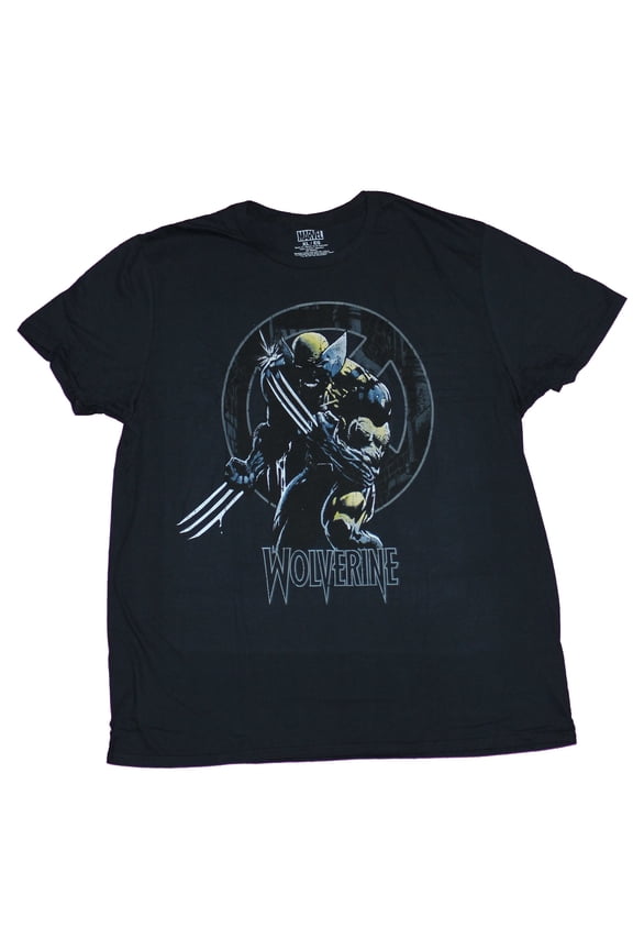 Wolverine Mens T-Shirt - Darkened Shadowy Image in Front of Logo (Small)