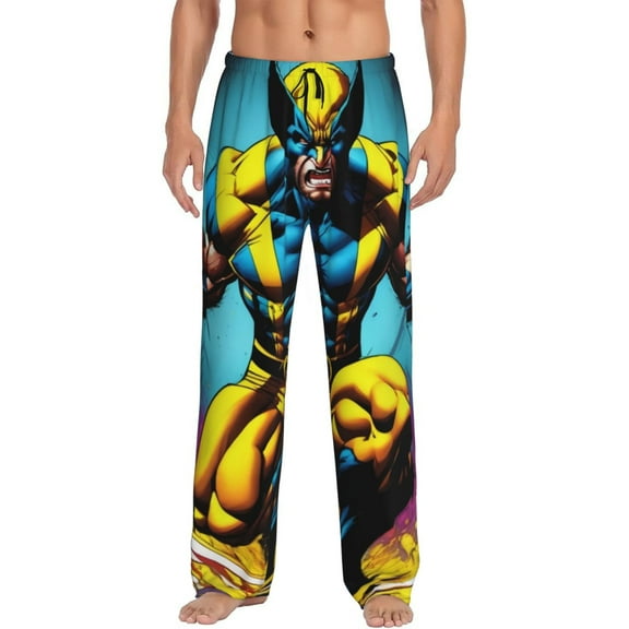 Wolverine Pajama Pants for Men, Super Soft All over Print Lounge Pants Sleepwear Bottom with Pockets Drawstring