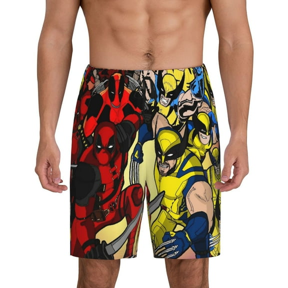 Wolverine Pajama Shorts for Men, Summer Graphic Lounge Pajama Bottoms Soft Sleep Pjs Pants with Drawstring & Pockets