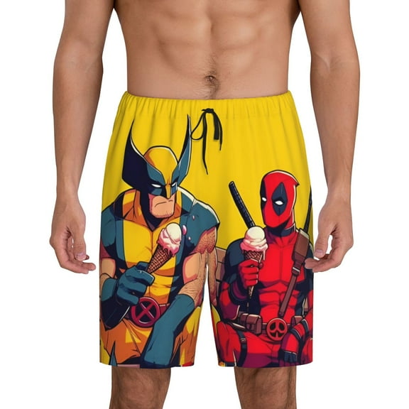 Wolverine Pajama Shorts for Men, Summer Graphic Lounge Pajama Bottoms Soft Sleep Pjs Pants with Drawstring & Pockets