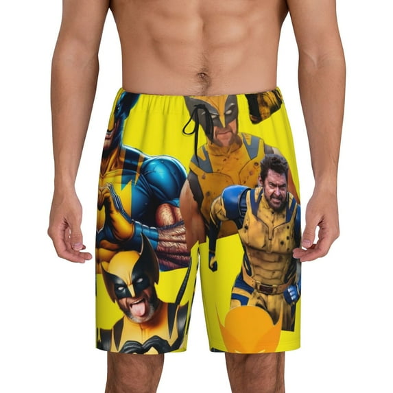 Wolverine Pajama Shorts for Men, Summer Graphic Lounge Pajama Bottoms Soft Sleep Pjs Pants with Drawstring & Pockets