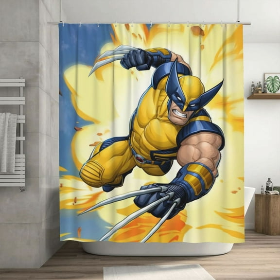 Wolverine Shower Curtain, Waterproof Washable Decorative Shower Curtain for Bathroom Bathtub, Bath Accessories Decor Set with 12 Hooks 72x72Inch Plastic
