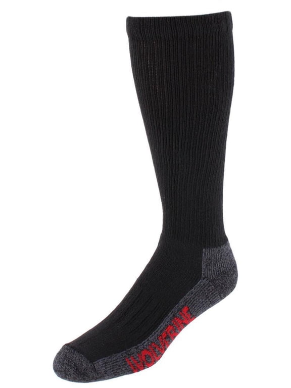 Men's Steel Toe Work Boot Sock Cotton Over The Calf Sock Breathable Arch Support 2 Pair Pack
