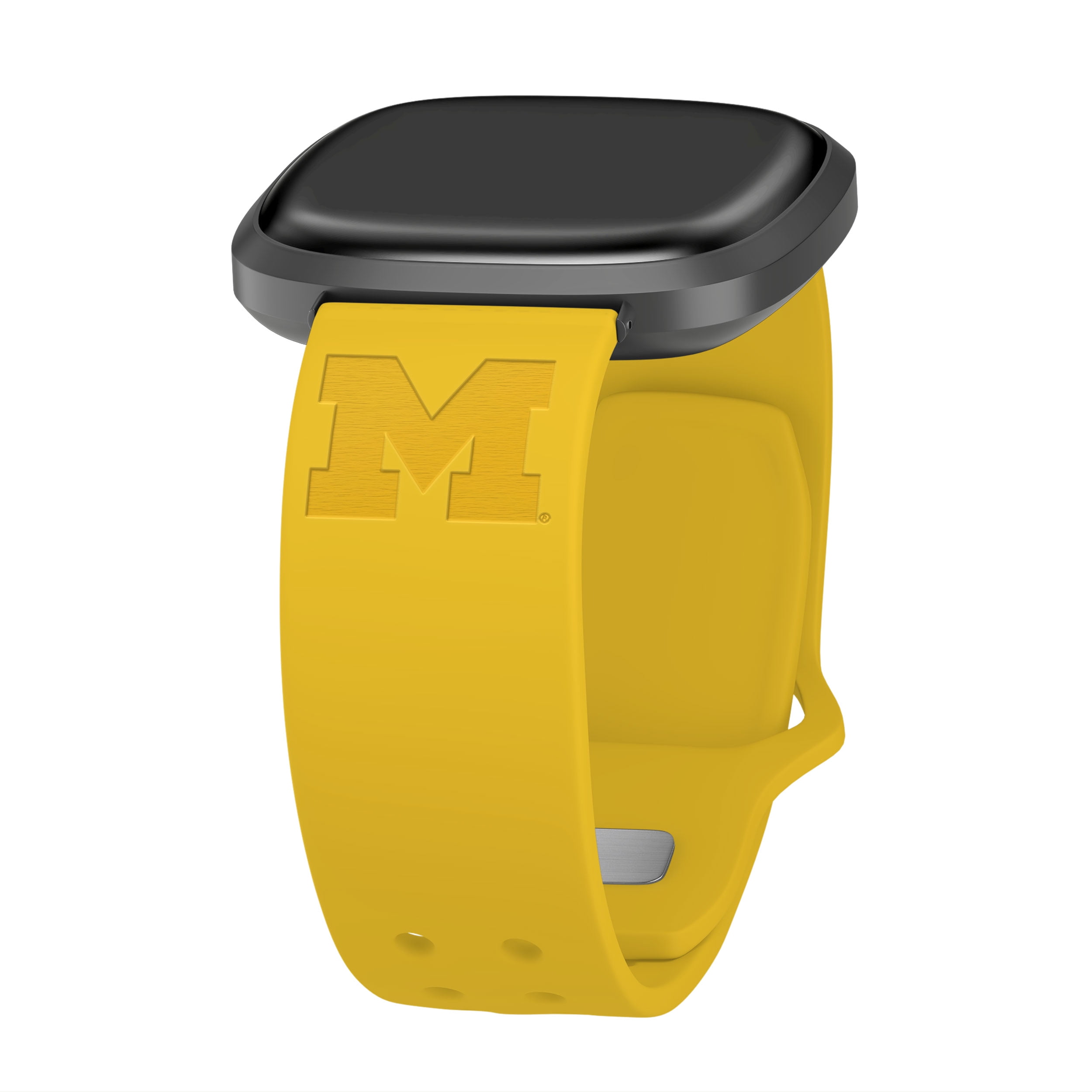 Wolverines Engraved Silicone Unisex Watch Band for Fitbit Versa 3 and Sense (Yellow) by Affinity Bands