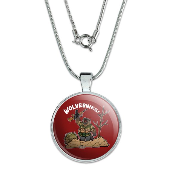 Wolverines War Rifle 1" Pendant with Sterling Silver Plated Chain