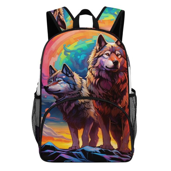 Wolves Cosmic Sunset Majestic Art Backpacks for Backpack for Bookbag