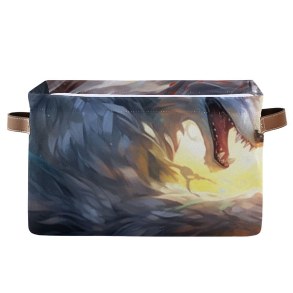 Wolves Fight Storage Bins Baskets With Handles Storage Box Clothes Organizer Organization Toys