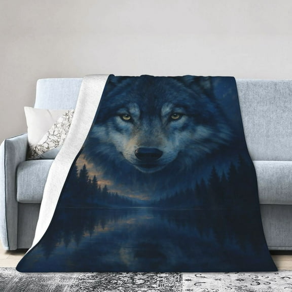 Wolves Howling at The Moon Fleece Blanket - Soft Plush Throw Wolf for Bed or Couch - Cozy Animal Print and Thoughtful Wolf Gifts for Women, Men, and Kids 80x60
