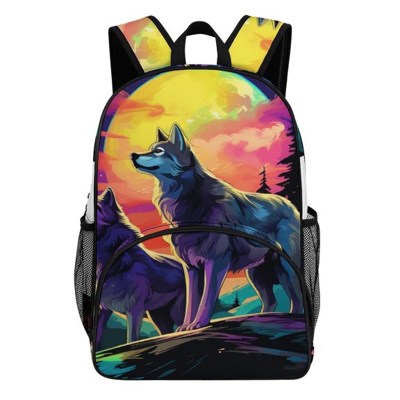 Wolves Howling Moonlit Landscape Art Backpacks for Backpack for Bookbag