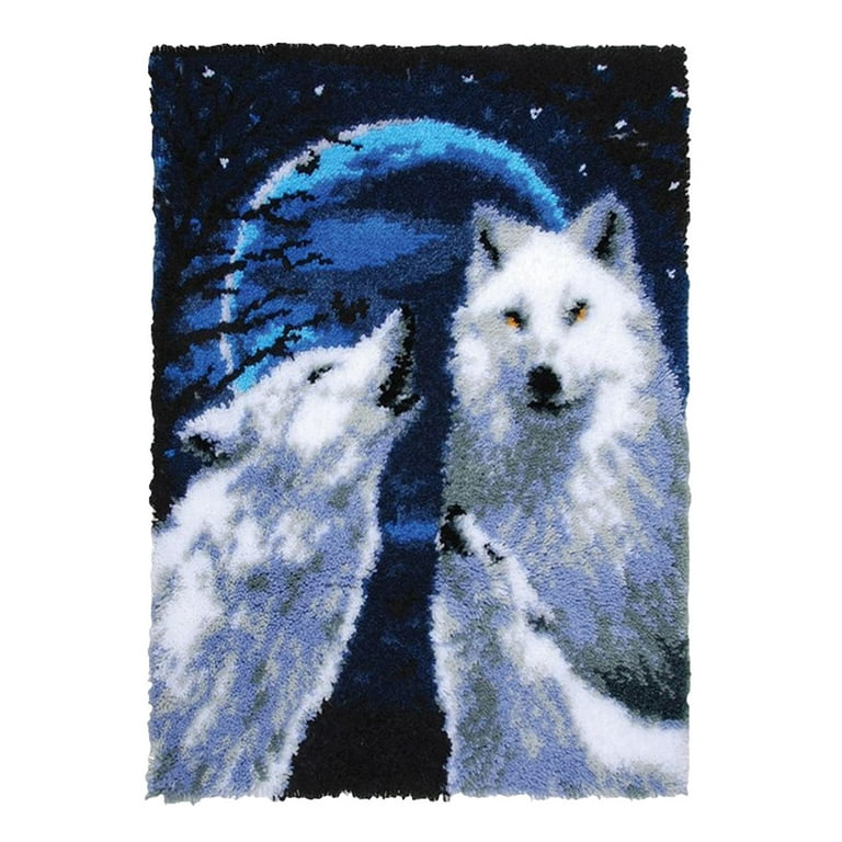 Wolf and Moon Large Latch Hook rugs Kits for Adults Carpet embroidery with  print pattern Crafts for adults set hobby tapestry - AliExpress
