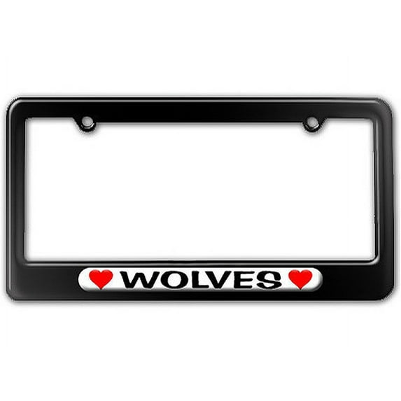 Wolves Love with Hearts License Plate Frame