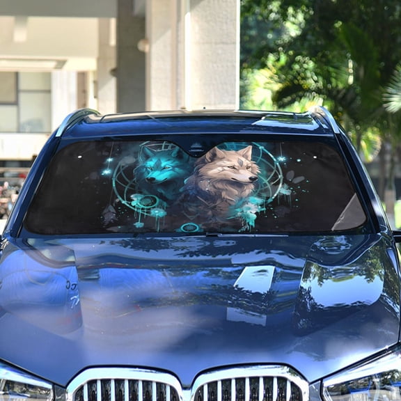 Wolves Magic Leaves Automotive Front Car Windshield Sun Shade Reflector Foldable for Front Fit for Cars Truck SUVs