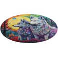 thumbnail image 1 of Wolves in The Moonlight Round Rugs -Washable Non-Slip Small Round Area Rug Throw Soft Circle Rugs for Bedroom, Modern Print Indoor Carpet for Entryway Sofa Living Room, 1 of 7