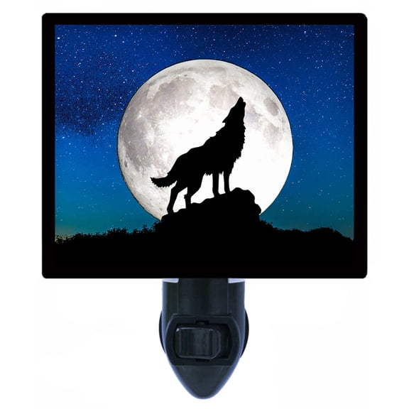 Night Light - Howling Wolf. | Wolves Theme, Includes Free Switchable Insert, 4W Bulb, E12 Base