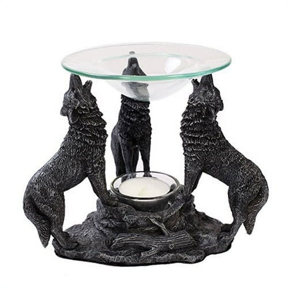 Wolves Oil Burner Home Decor Statue Made of Polyresin