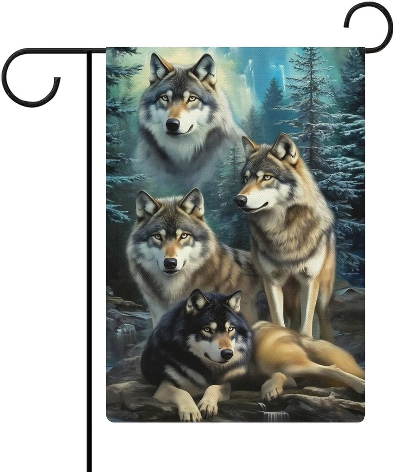 Wolves Pack Forest Landscape Garden Flag, 12 x 18 Inch Double Sided ...