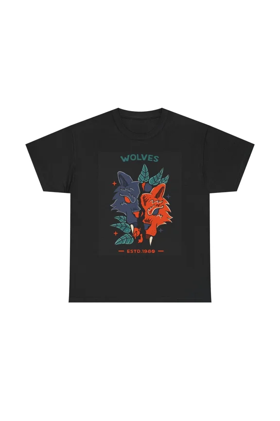 Wolves Retro Nature Wildlife Graphic Fun Unisex T-Shirt, up to size 5XL