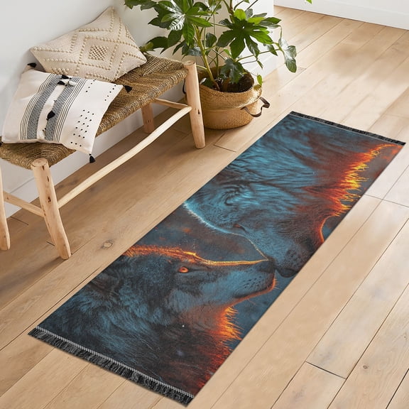 Wolves Runner Rug Machine Washable Area Rugs Carpet Non Slip Entryway Mat for Bedroom Entryway Front Door