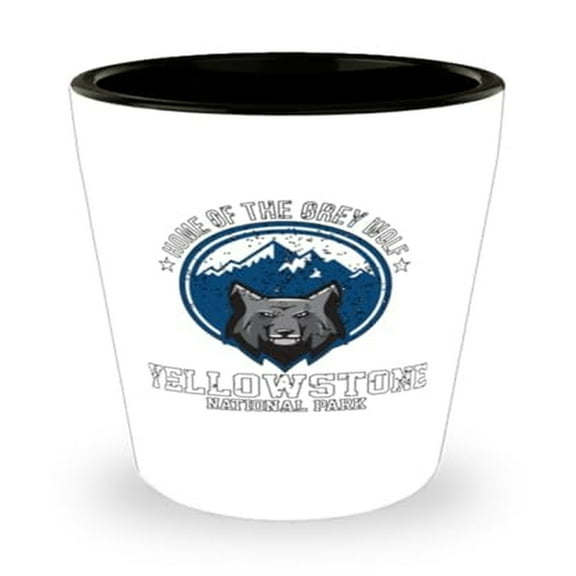 Wolves Shot Glass, Home Of The Grey Wolf Yellowstone National Park, Wildlife Gift, Mini Glassware, 1.5oz Cup