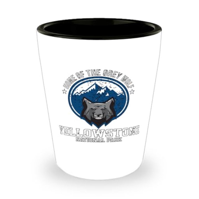 Wolves Shot Glass, Home Of The Grey Wolf Yellowstone National Park, Wildlife Gift, Mini