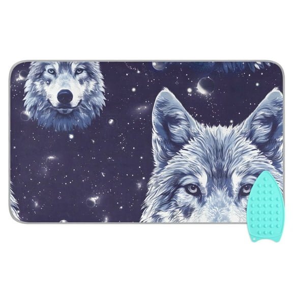 Wolves Space Ironing Board Covers Heat Resistant Ironing Pad Mat Portable for Travel Washer Dryer Table