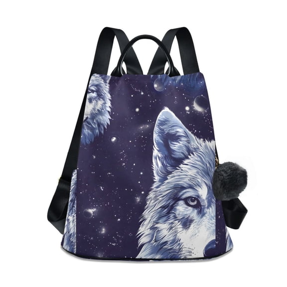 Wolves Space Travel Laptops Backpack for Women Anti-theft Casual Work Bag Daypack Lightweight Laptop Bag