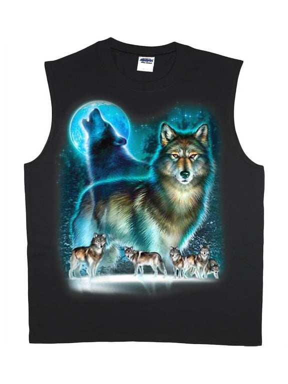 Wolves Wolf Pack Moon T-shirt Men's Muscle Tee