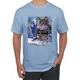 thumbnail image 1 of Wolves and the Moon in the Winter Night | Mens Animal Lover Graphic T-Shirt, Light Blue, 2XL, 1 of 3