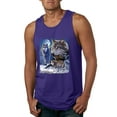 thumbnail image 1 of Wolves and the Moon in the Winter Night | Mens Animal Lover Graphic Tank Top, Purple, Medium, 1 of 3