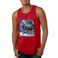 thumbnail image 1 of Wolves and the Moon in the Winter Night | Mens Animal Lover Graphic Tank Top, Red, X-Large, 1 of 3